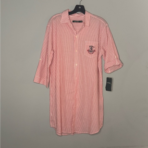 Ralph Lauren women’s red and white stripped logo dress | size medium | NWT - Picture 1 of 7